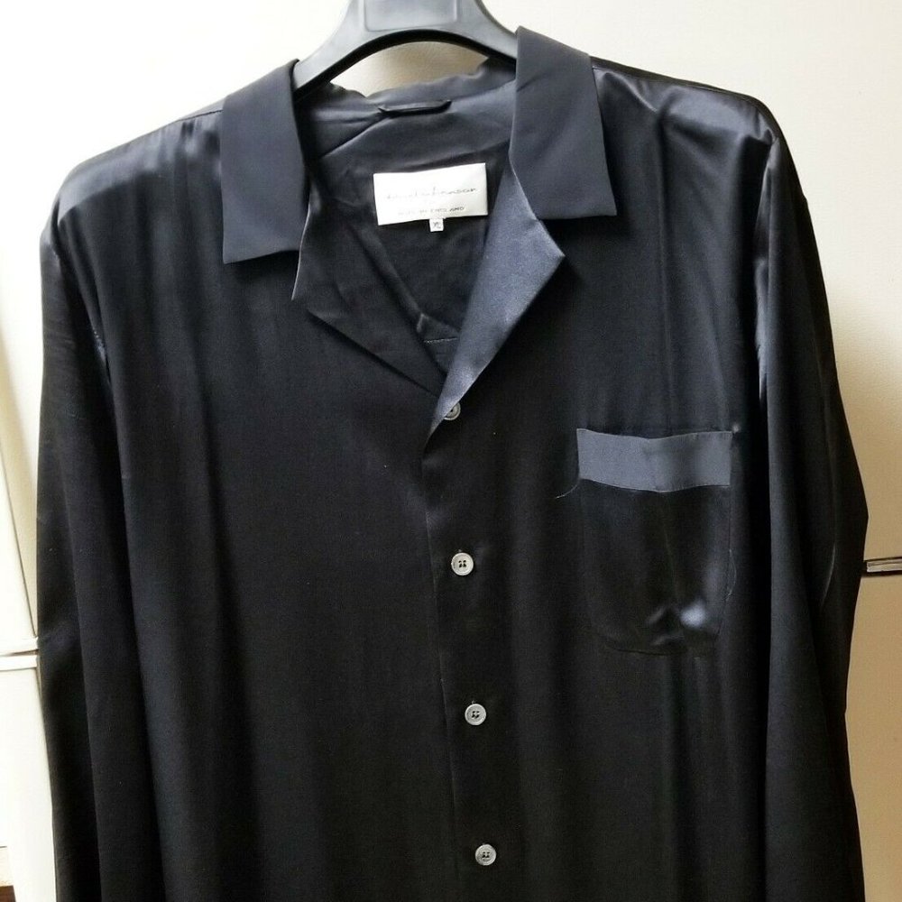 Daniel Hanson Mens Black Silk Pajamas XL Harrods